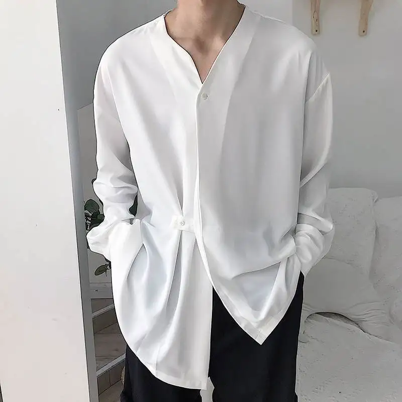 

2025 spring and summer new men's tops, fashionable small coats, solid color long-sleeved cardigans, loose Korean style shirts