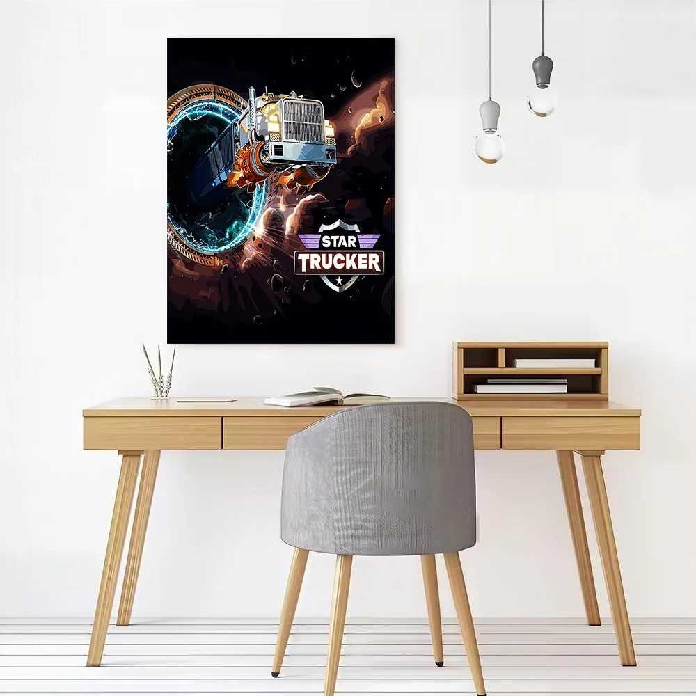 Star Trucker in Space Portal Printed Canvas Poster Personalized High Quality Wall Art Paintings for Home Decor Living Room Mural