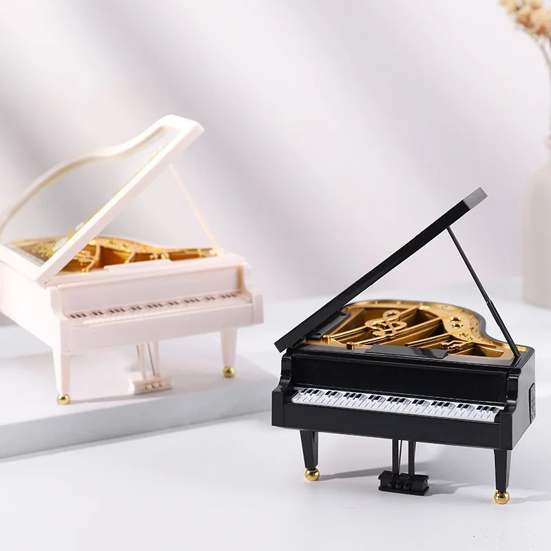 Caja de música de piano simple moderna, artículo de regalo para cumpleaños infantil, adornos decorativos de plástico, adecuad...