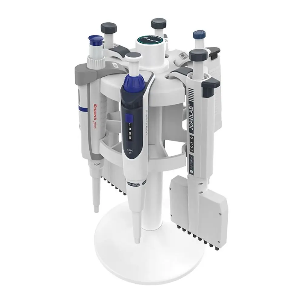 3/6/9 Position Laboratory Pipette Rack Universal 360 Degree Rotation Trapezoid Pipette Stander Anti-slip White