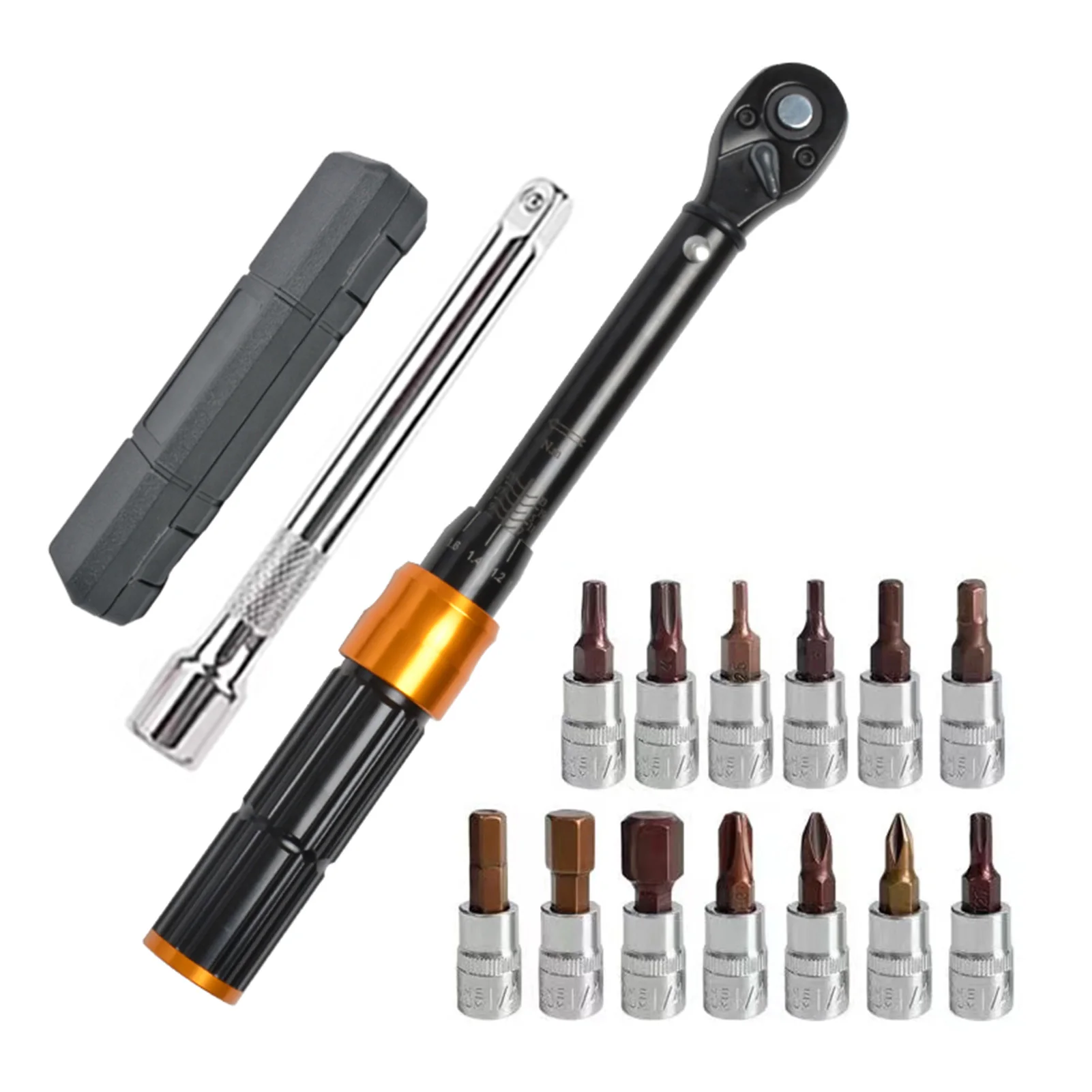 

1/4-Inch Torque Wrench Dual-Direction Adjustable 72-Tooth Drive Click Torque Wrench (2-24N.m) Tool Kit for Bike Maintenance Set