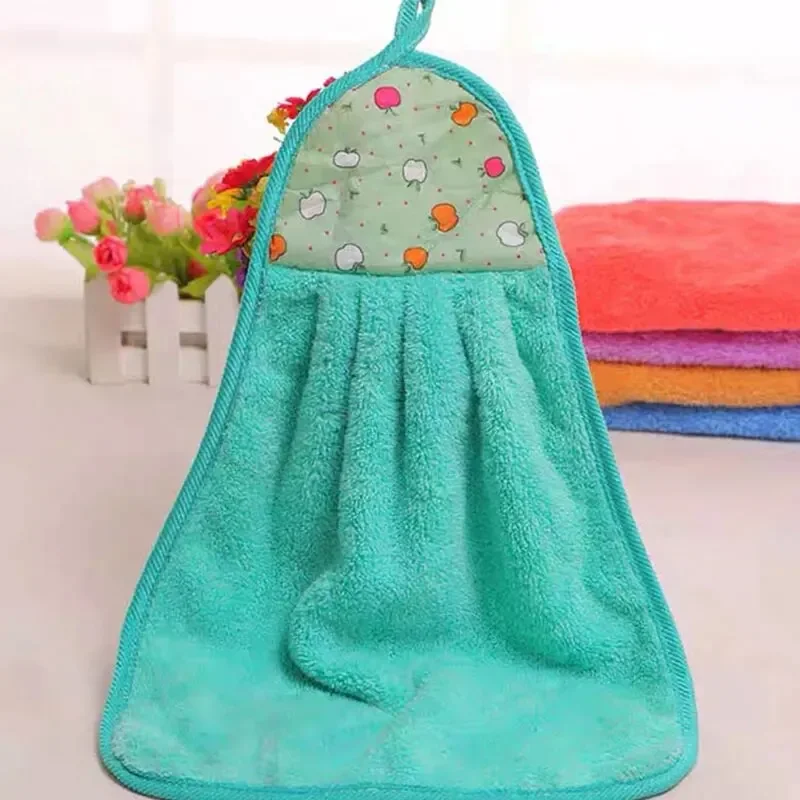 

1pcs Coral Velvet Bathroom Supplies, Soft Hand Towel, Absorbent Cloth Dishcloths, Hanging Cloth, Kitchen Accessories