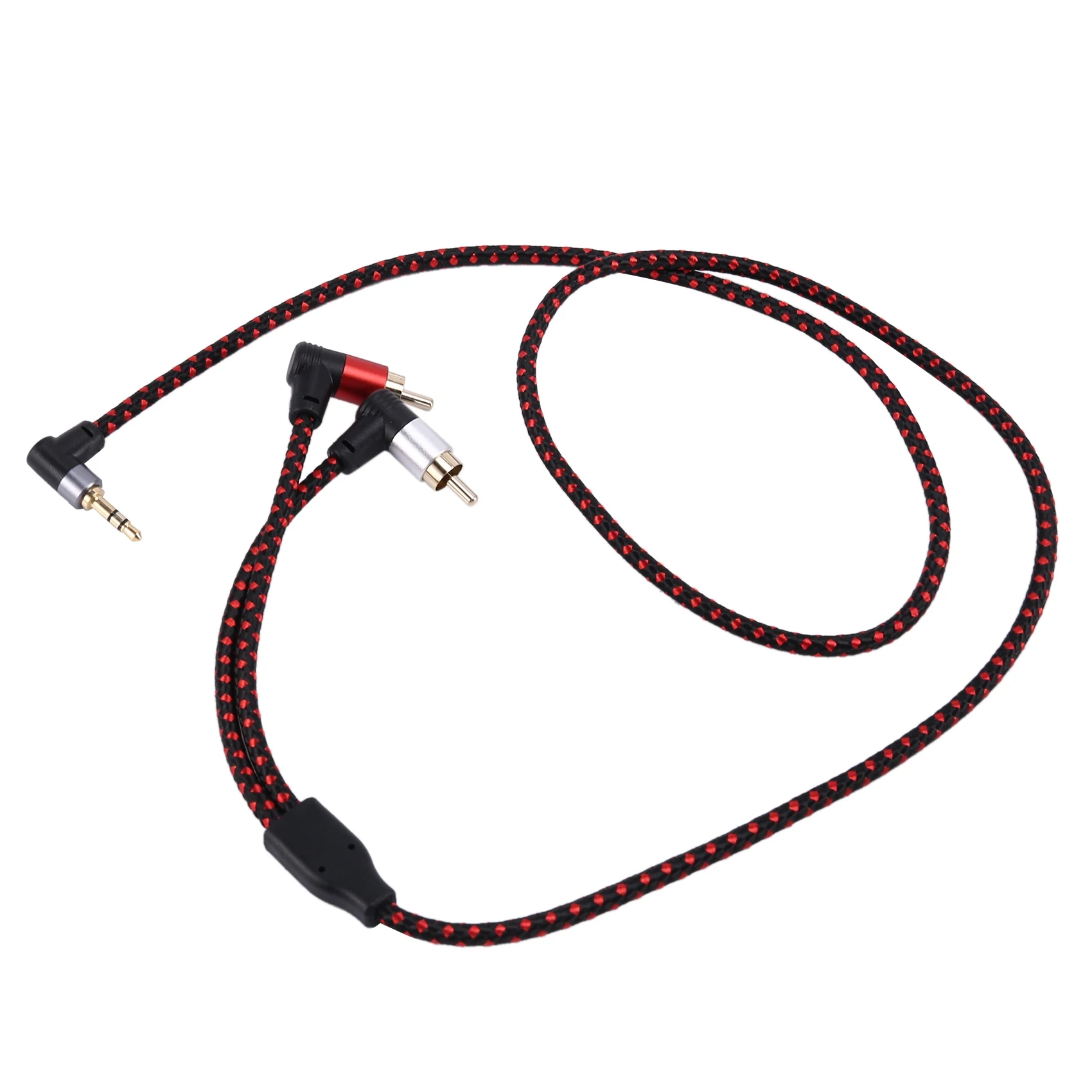 90 Degree 3.5mm Male to 2 RCA Male Cable Right Angle Stereo AUX Y Splitter Cord Microphone Jack Plug for Laptop 1M