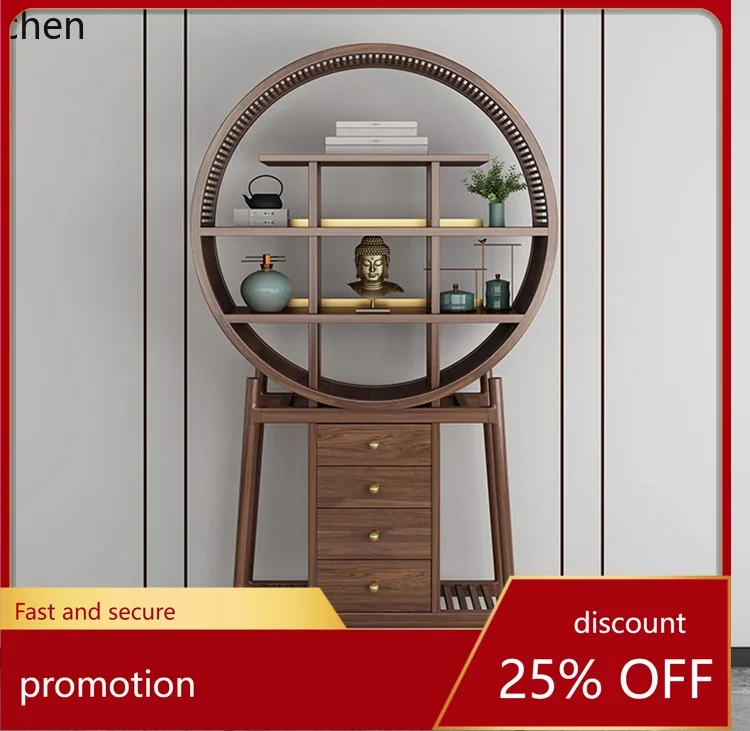 DSA solid wood bookshelf display rack Zen storage rack round cabinet Bogu rack partition