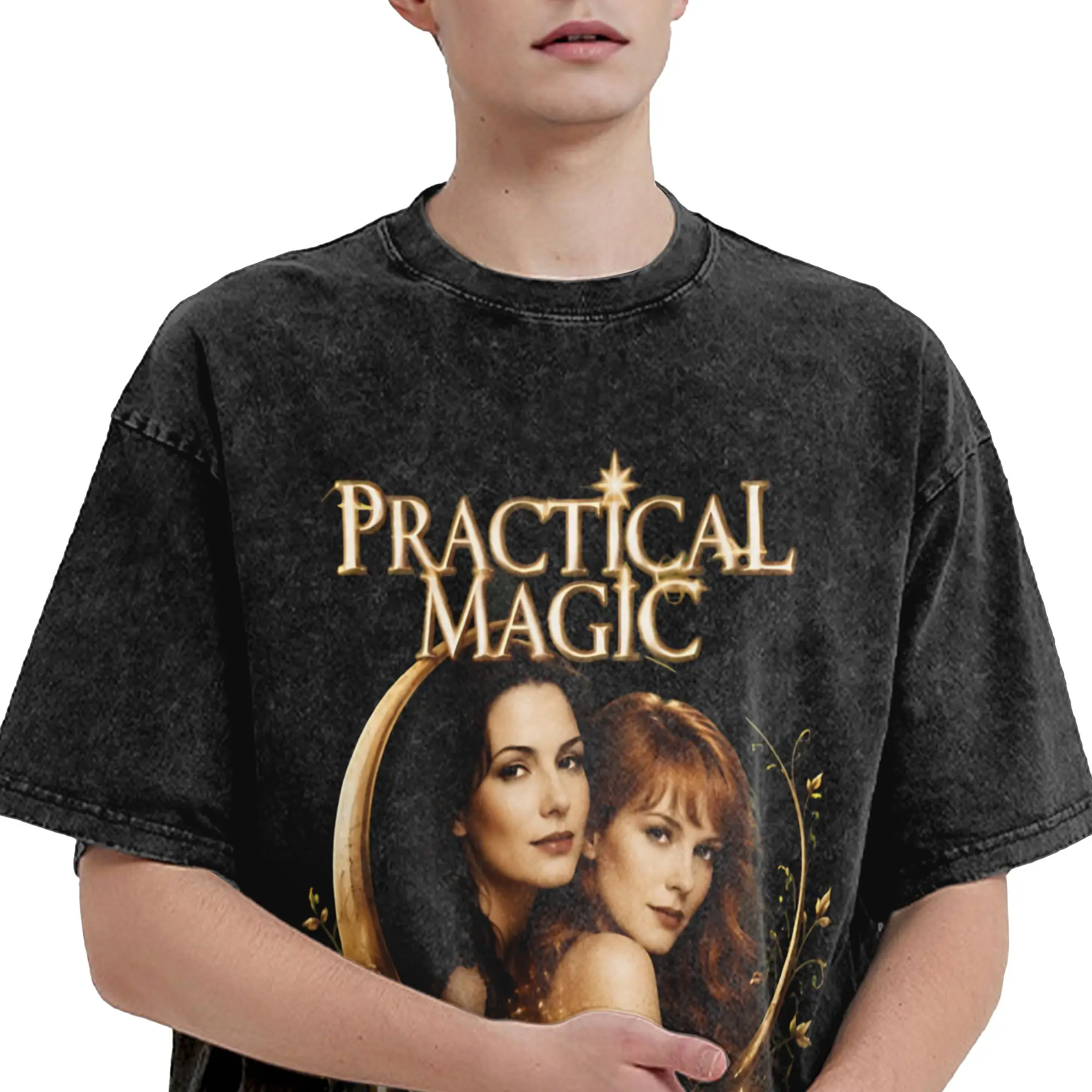 Practical Magic Witchcraft Spellcasting Merch Washed T Shirt for Men Women Streetwear Hip Hop T-Shirt Printed  Tees Short Sleeve