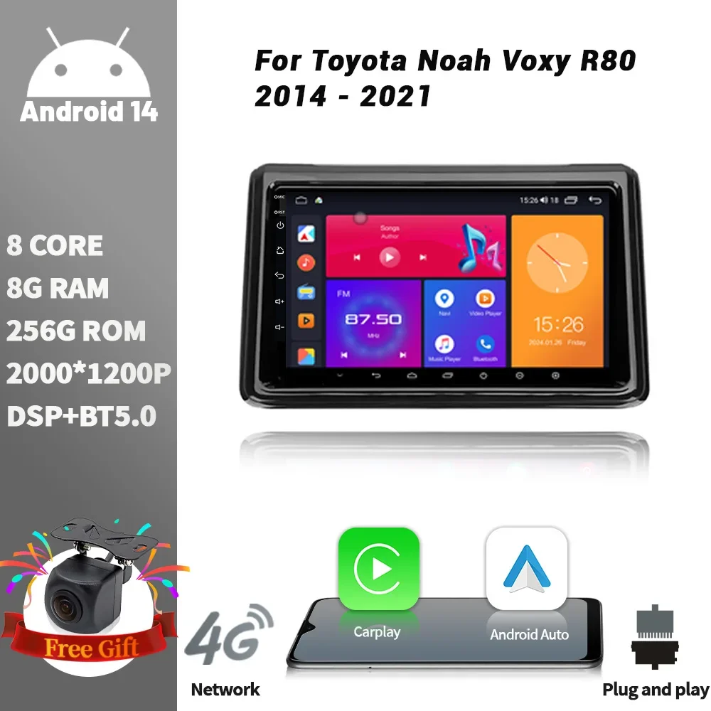 

Android For Toyota Noah Voxy R80 2014 - 2021 Car Radio Multimedia Player Navigation Wireless CarPlay Touch Screen Stereo