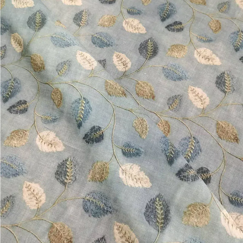 Natural Painting Ramie Linen Cloth Printed Fabric for Dress Pure Summer Robe DIY Handmade Sewing Thin Tissu Meters Asiobe Sewed