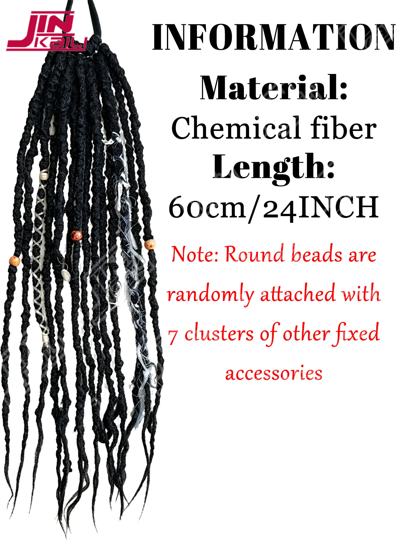 JKL Synthetic Dreads Fiber Cool Girl Dreadlock Hair Extensions, High Elastic Tie, Perfect for Daily & Party Styles