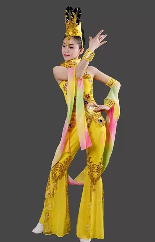 Adult Dunhuang Dancing Dress Changji Moon Performance Costume Elegant Classical Dance Performance Wear