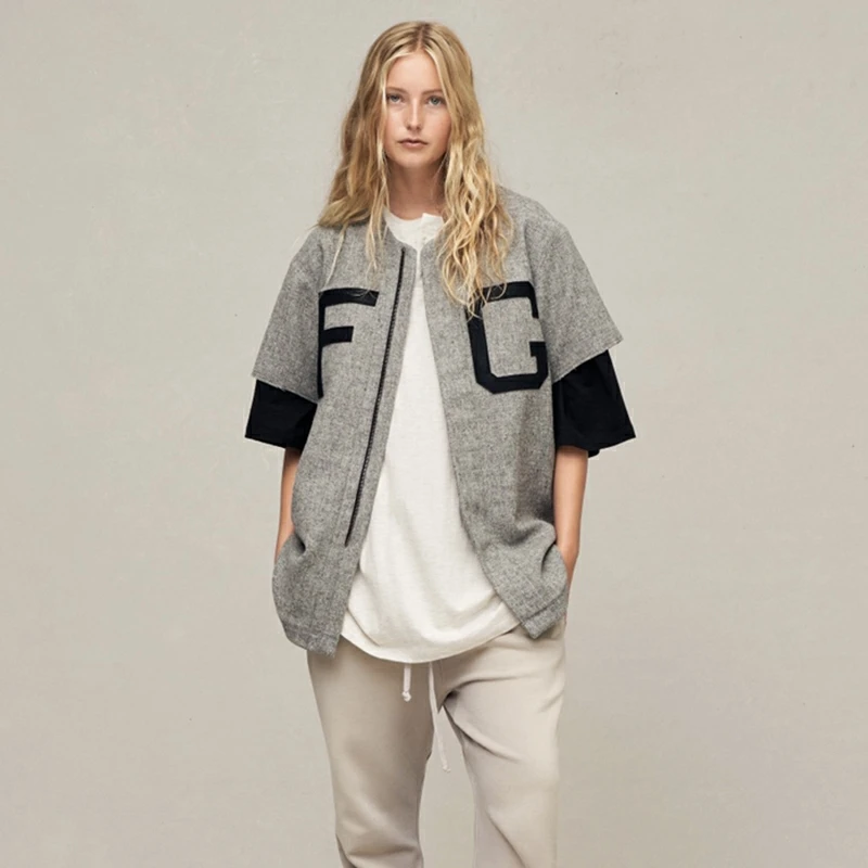 تي شيرت رجالي قطني متعدد الاستخدامات بأكمام قصيرة وتصميم كارديجان مفتوح من FOG الموسم السابع بأسلوب الشارع الأمريكي العصري