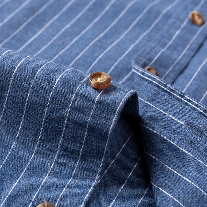 Soft Cozy Shirt Men Long Sleeve Plaid Striped Shirts 5XL 100 % Cotton Long Sleeve Shirt for Men Business Casual Relaxed Fit