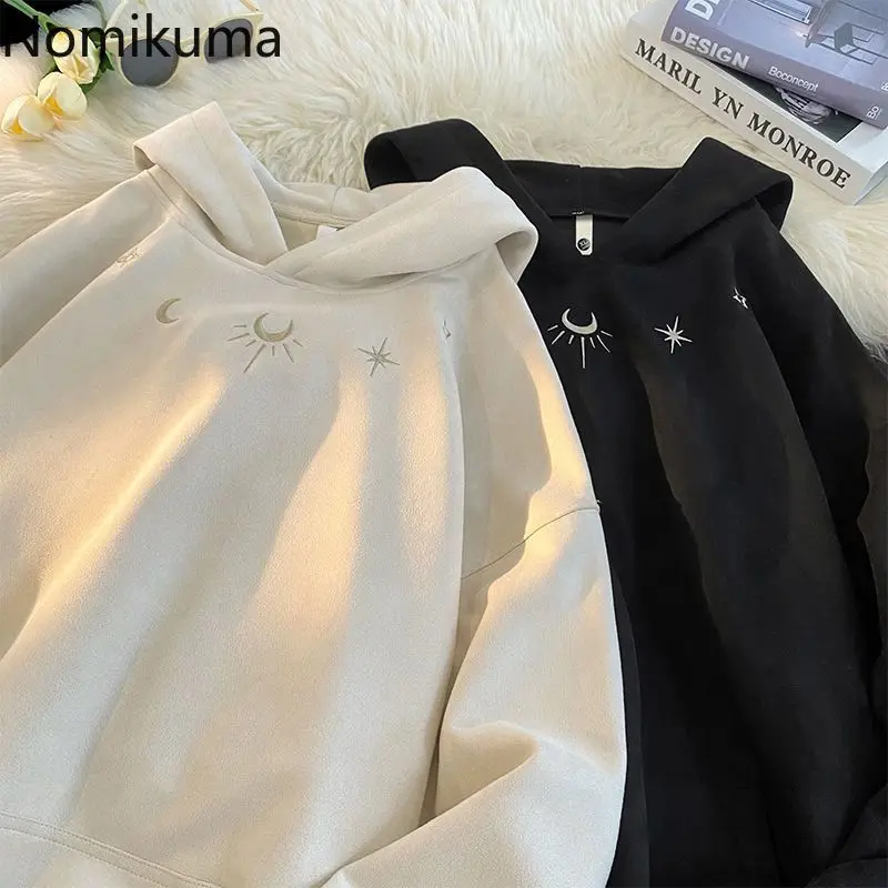 Streetwear Hoodies for Women 2024 Ropa Mujer Chic Embroidery Hooded Y2k Tops Casual Thicked Vintage Sweatshirts Korean Clothes