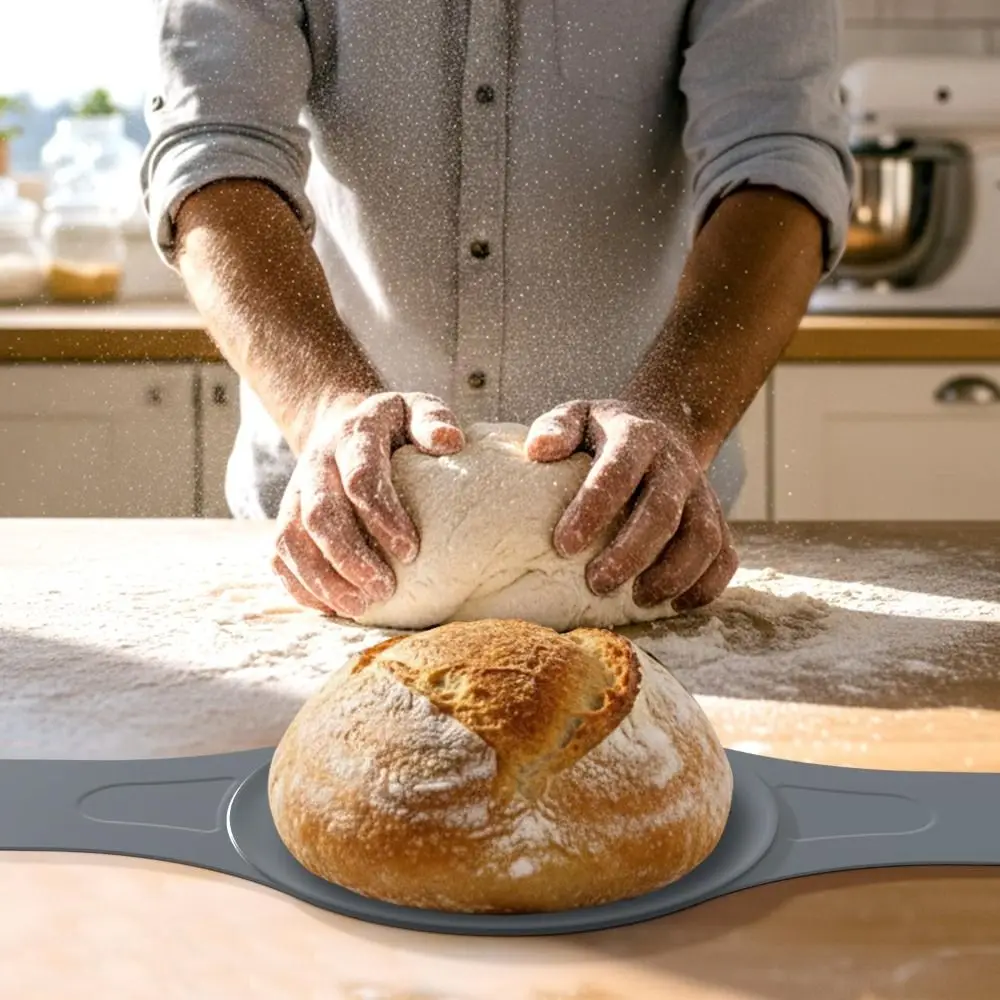 Fiber-Free Silicone Silicone Bread Sling Round Shape Reusable Non-Stick Baking Mat with Handles Food Grade Sourdough Baking Mat
