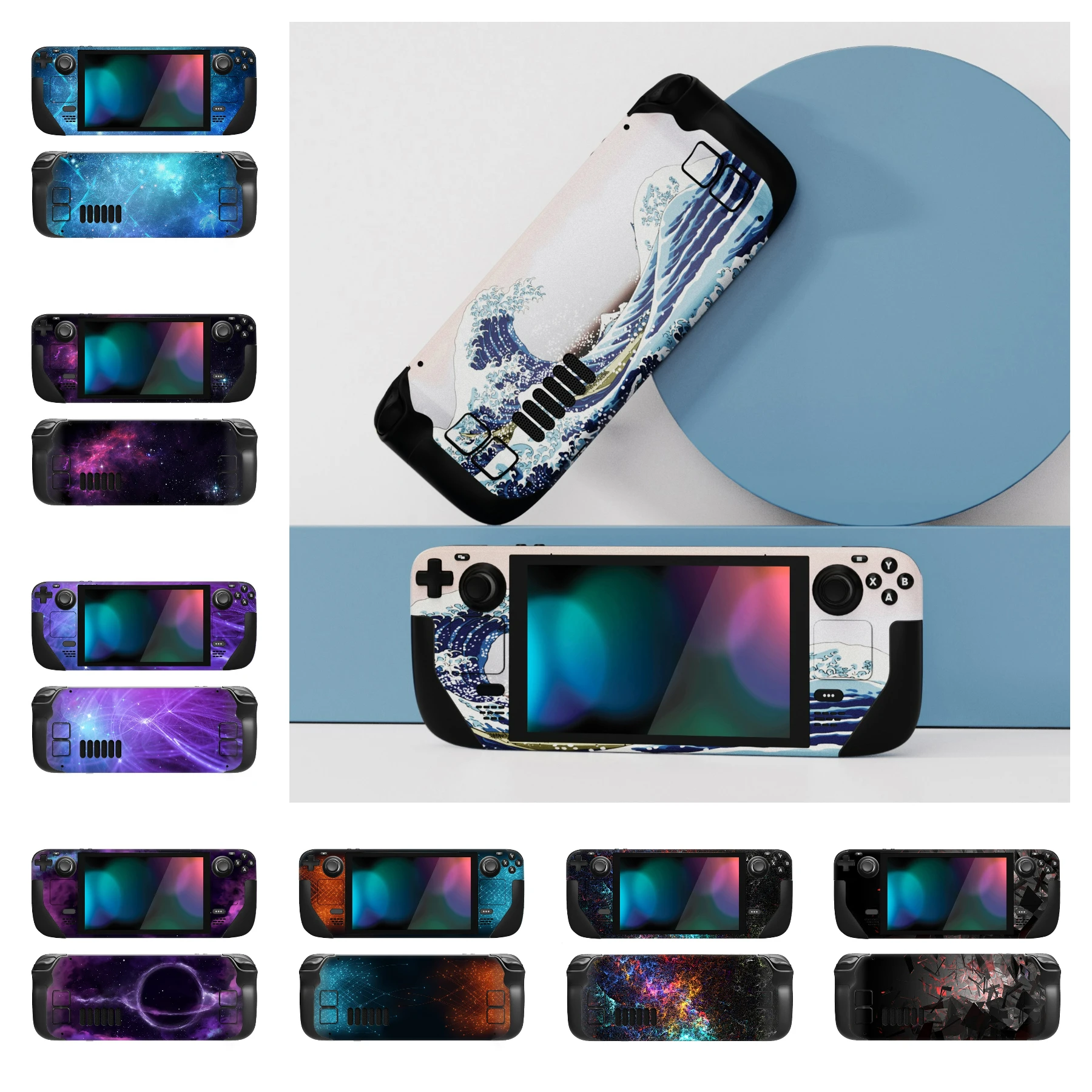 

PlayVital Full Set Protective Skin Decal for Steam Deck LCD & OLED, Stickers Vinyl Cover - The Great Wave & Starry River Series