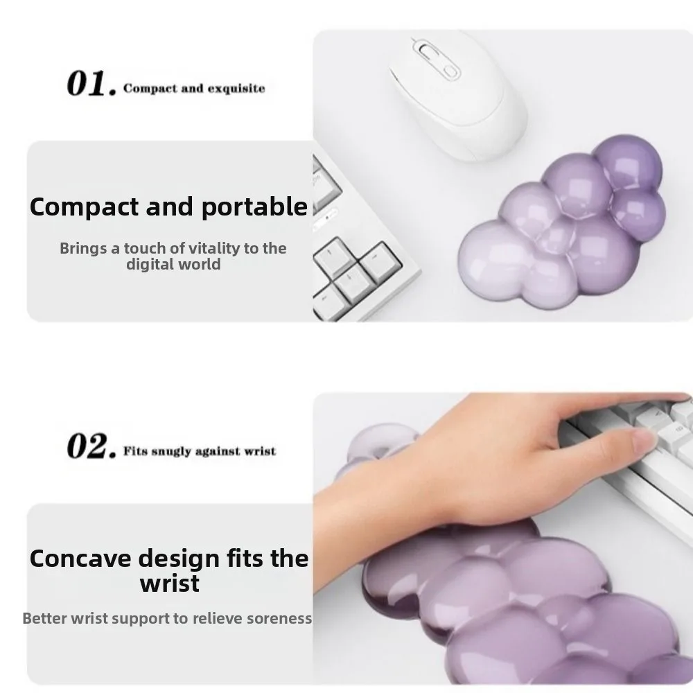 Penyangga Pergelangan Tangan Mouse Mat Cloud Wrist Rest Anti-Selip Warna Gradasi Bantalan Pergelangan Tangan Mouse Silikon Lembut Penyangga Pergelangan Tangan Keyboard Gaming Setup