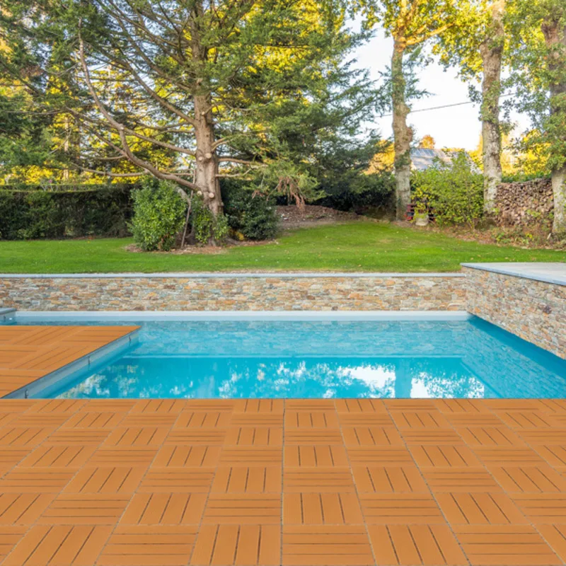 

27pcs 29*29*2cm Light Brown PE Plastic Striped Outdoor Flooring (pictures To Be Updated) Effortless Snap Connection Versatile