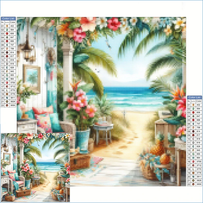 

Diamond Painting 2025 New Collection Tropical Beach Scene Diamond Art Full Crystal Full Rhinestones Hobbies Stitch Products