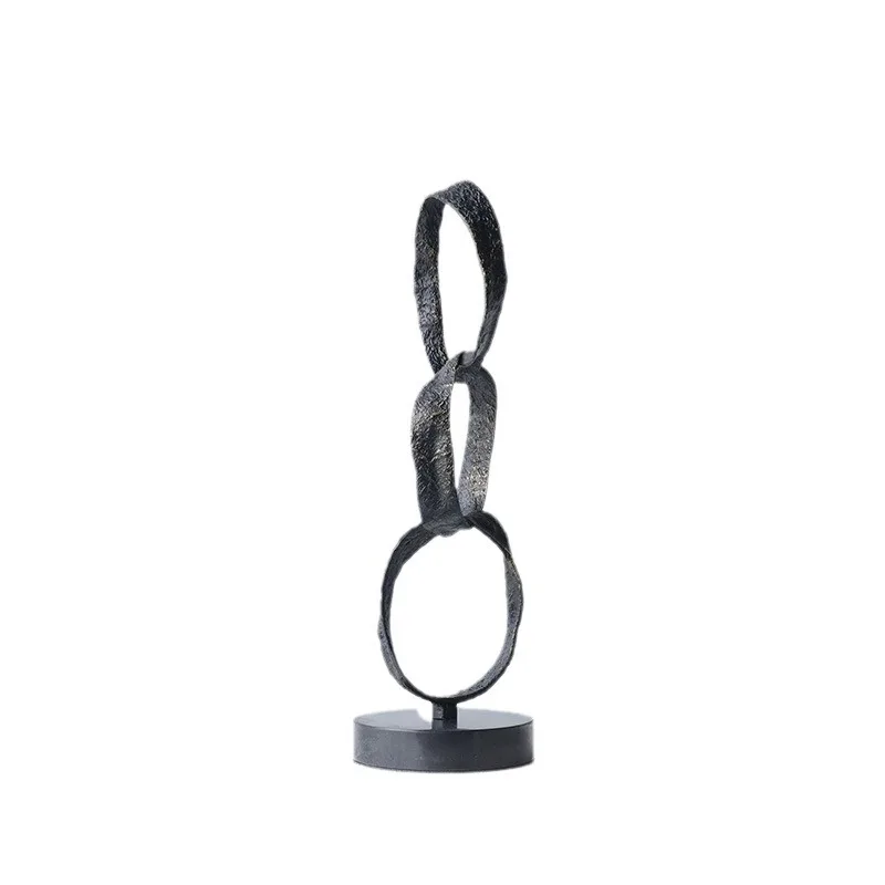 Abstract Metal Geometric Circle Ornament Silver Hoop Irregular Sculpture Decorative Figurines Home Decoration Accessories