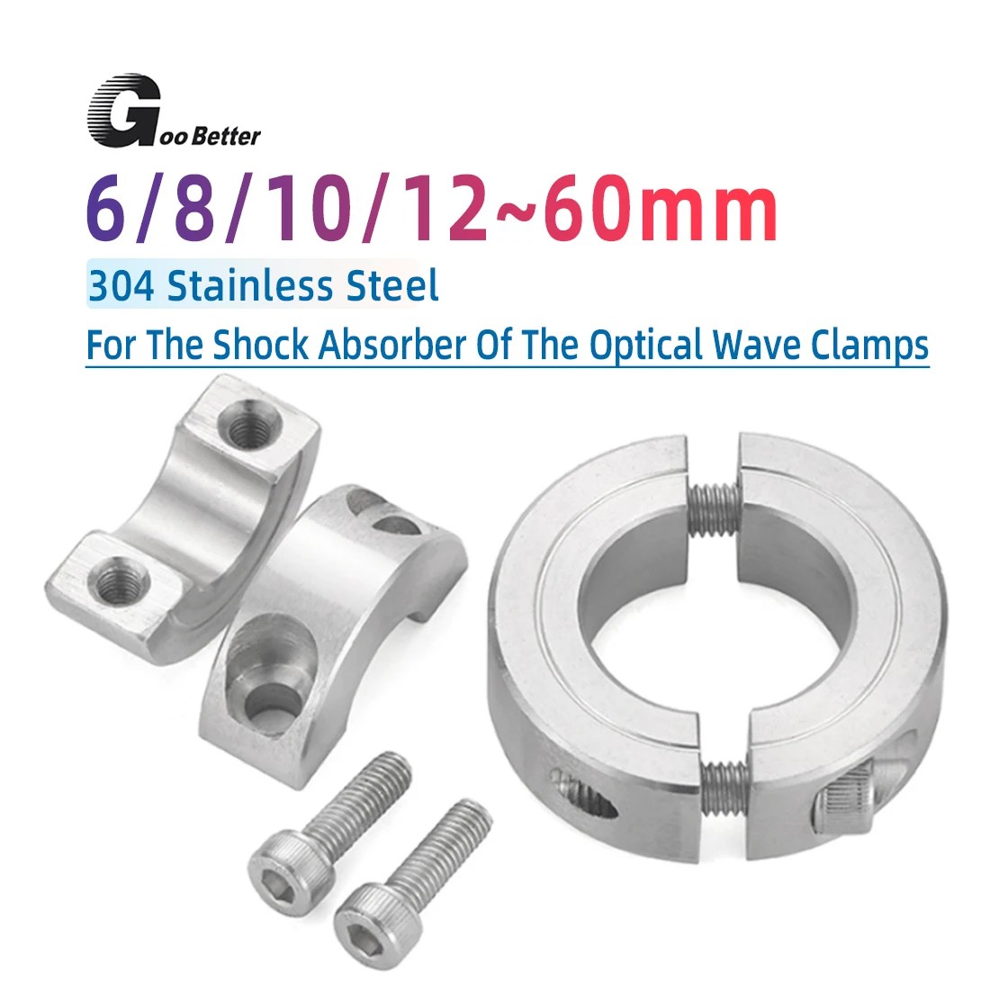 1PCS A2 Stainless Steel Solid Shaft Collar Clamping Ring Inner Dia 6~60mm With Screw for CNC Parts