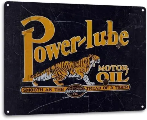 Power Lube Motor Oil Gas Garage Retro Vintage Rustic Wall Decor Metal Tin Sign