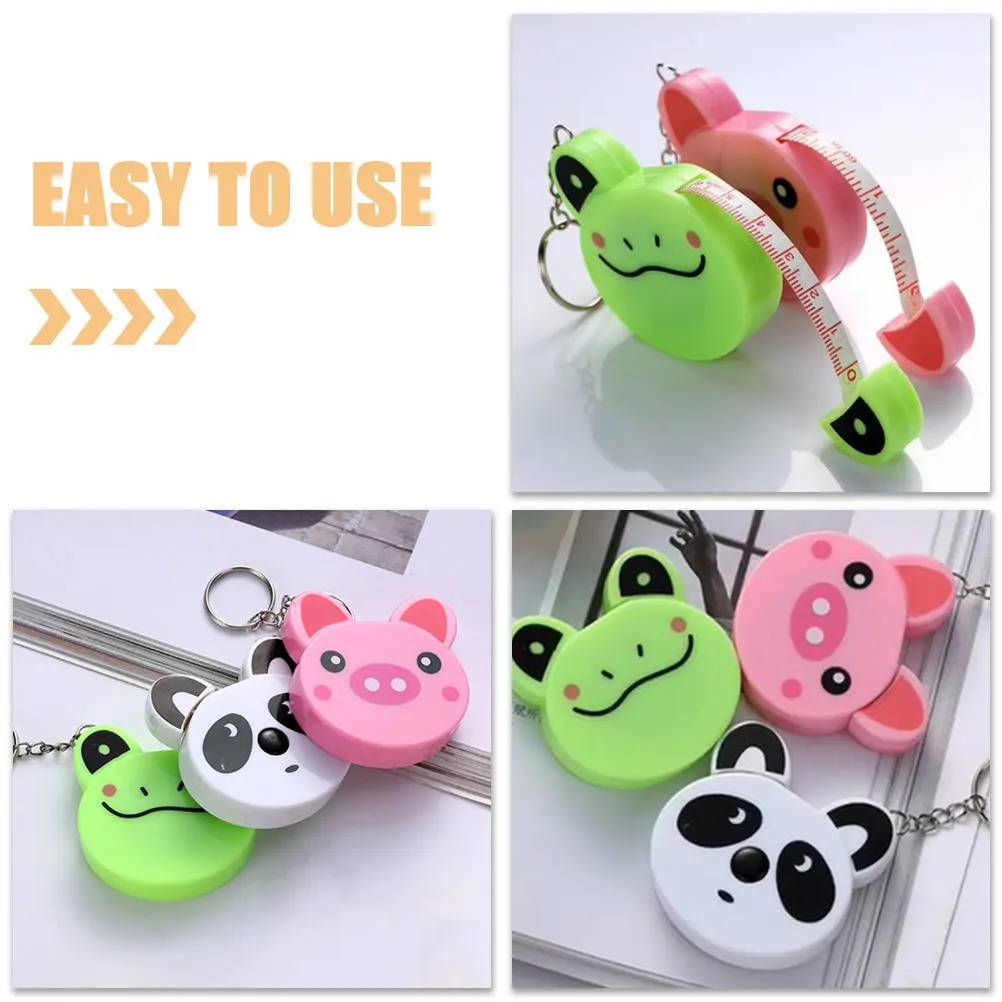 

3pcs Animal Keychain Tape Measure Retractable Flexible Body Measuring Tool For Sewing Mini Automatic Telescopic Ruler Home