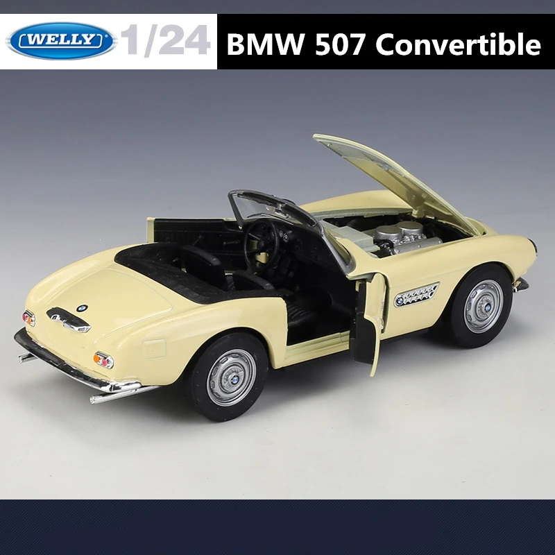 WELLY 1:24 BMW 507 نموذج سيارة رياضية من السبائك القابلة للتحويل لعبة معدنية كلاسيكية نموذج سيارة محاكاة مجموعة هدايا الأطفال