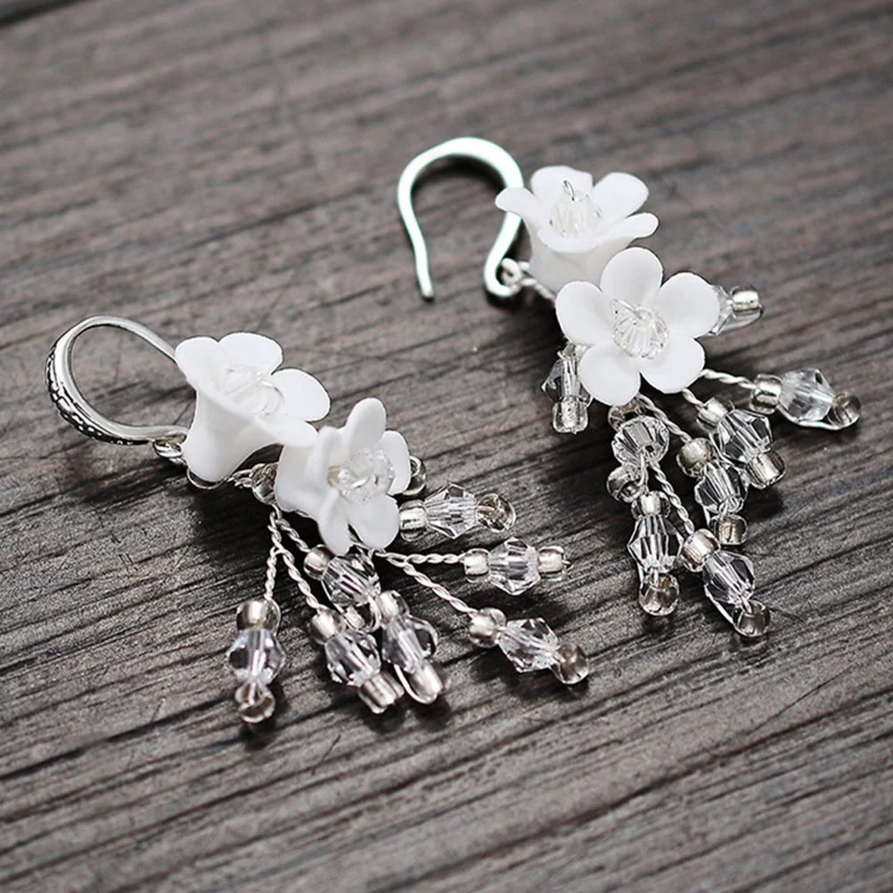 

2 Pcs Classy Wedding Jewelry Headdress for Bride Earrings Women Silver Bridal Headpieces