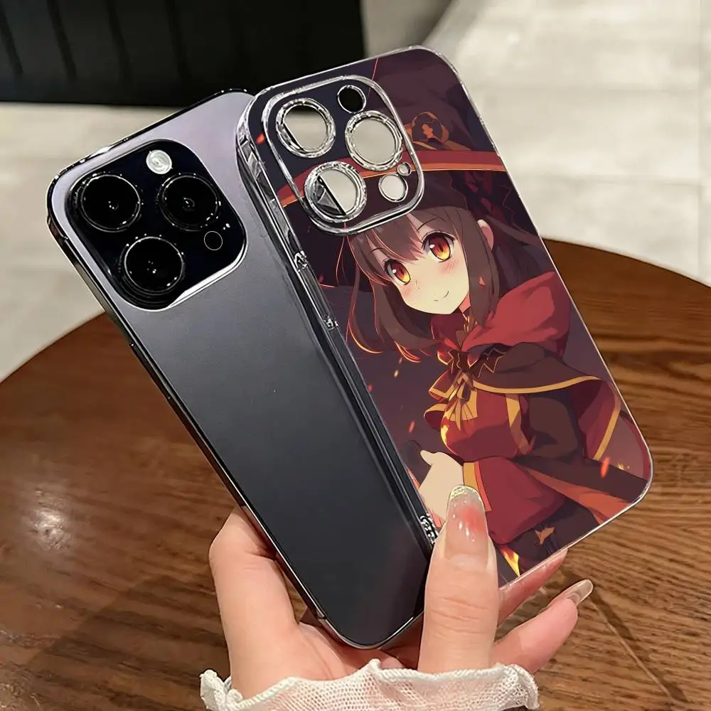 

Megumin-n Anime KonoSubaS-S Phone Case Transparent Silicone Soft For iPhone 17 16 15 14 13 12 11 Mini Pro Max Plus