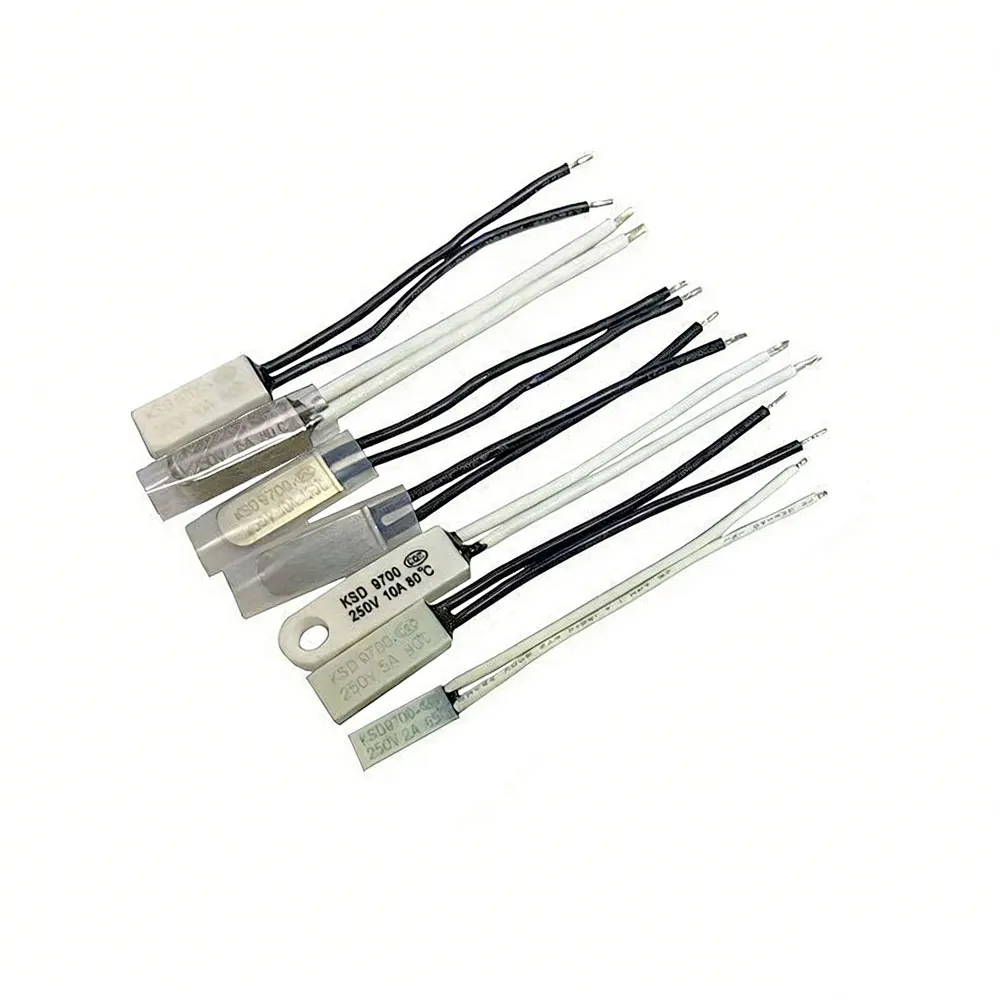 5PCS KSD9700 250V 2A 5A 10A 40-150 섭씨 일반적으로 닫힌 개방형 바이메탈 디스크 온도 스위치 온도 퓨즈