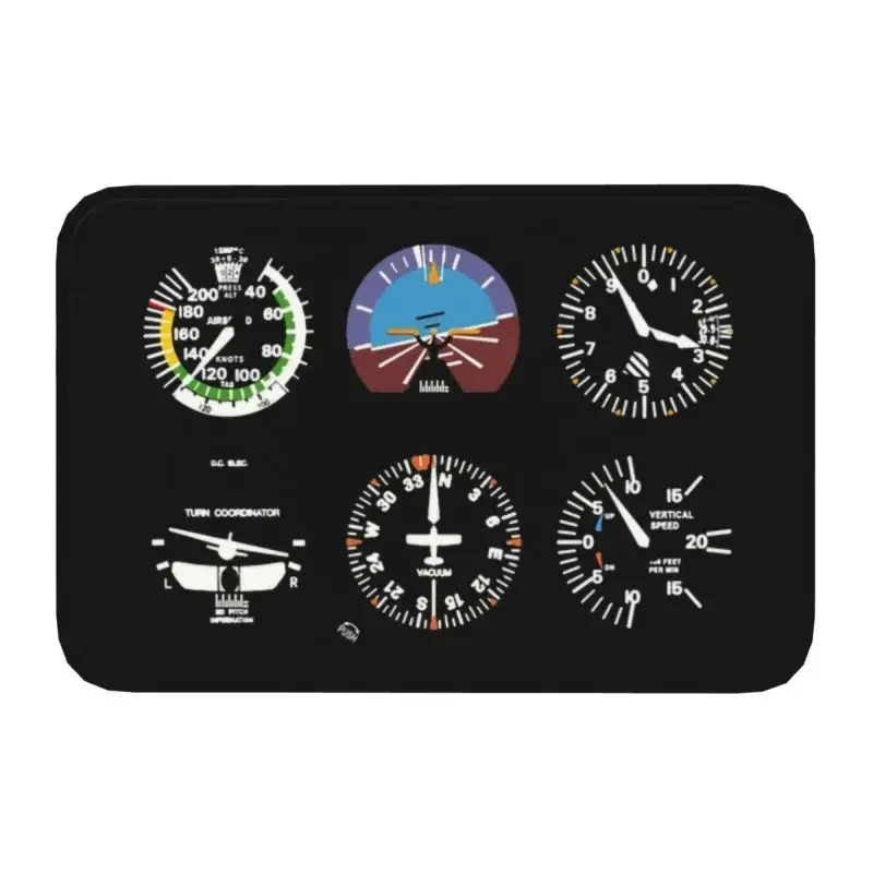 Cockpit Six Dials Flight Simulator Pilot Floor Door Bath Kitchen Mat Airplane Aircraft Doormat Living Room Entrance Carpet Rug