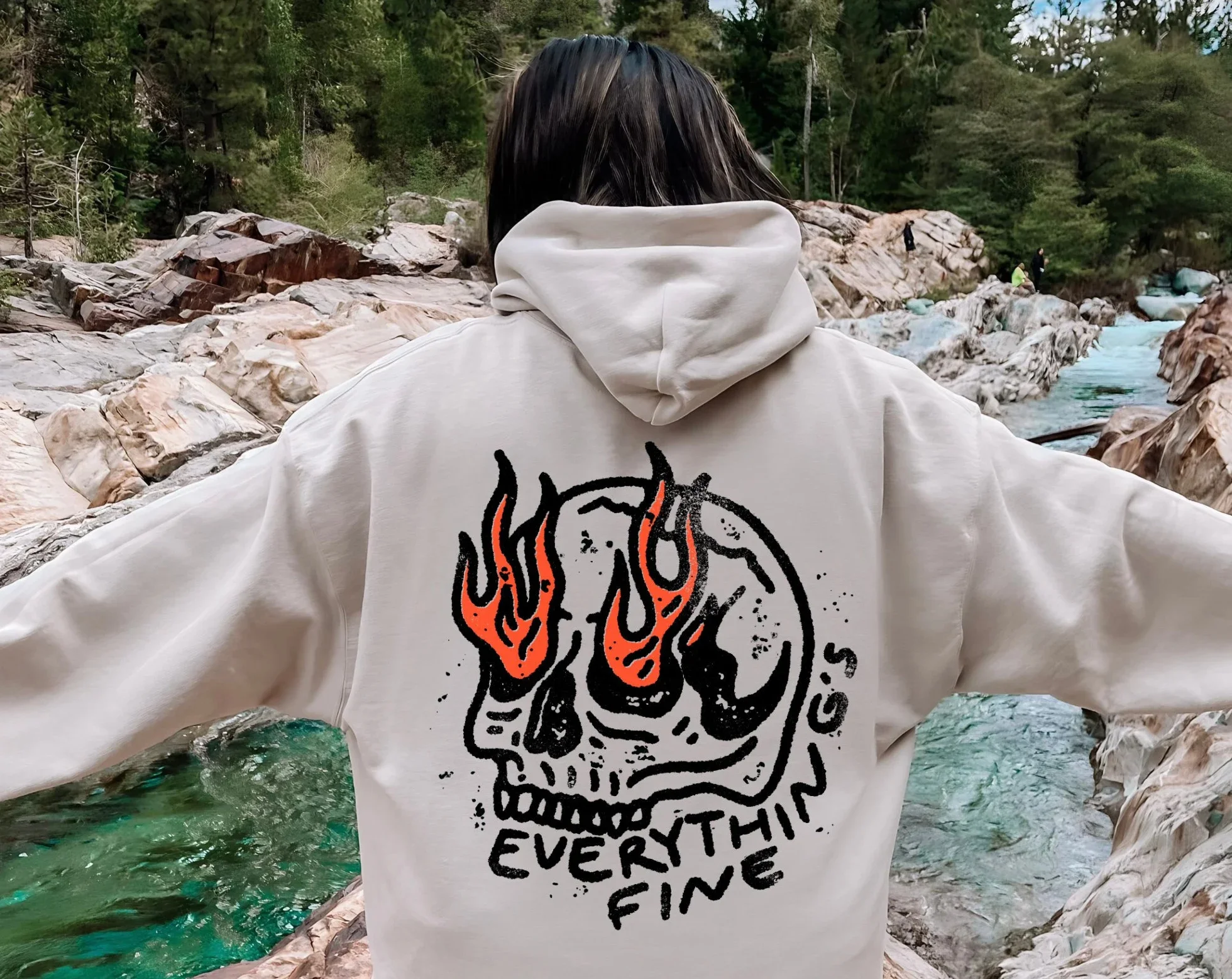 

Gray Hooded Sweatshirt With A Skull Graphic On Horror Hoody Sarcasm Hoody Oversized Shirt Hip Hop Streetwear Clothing Y2k Clothe