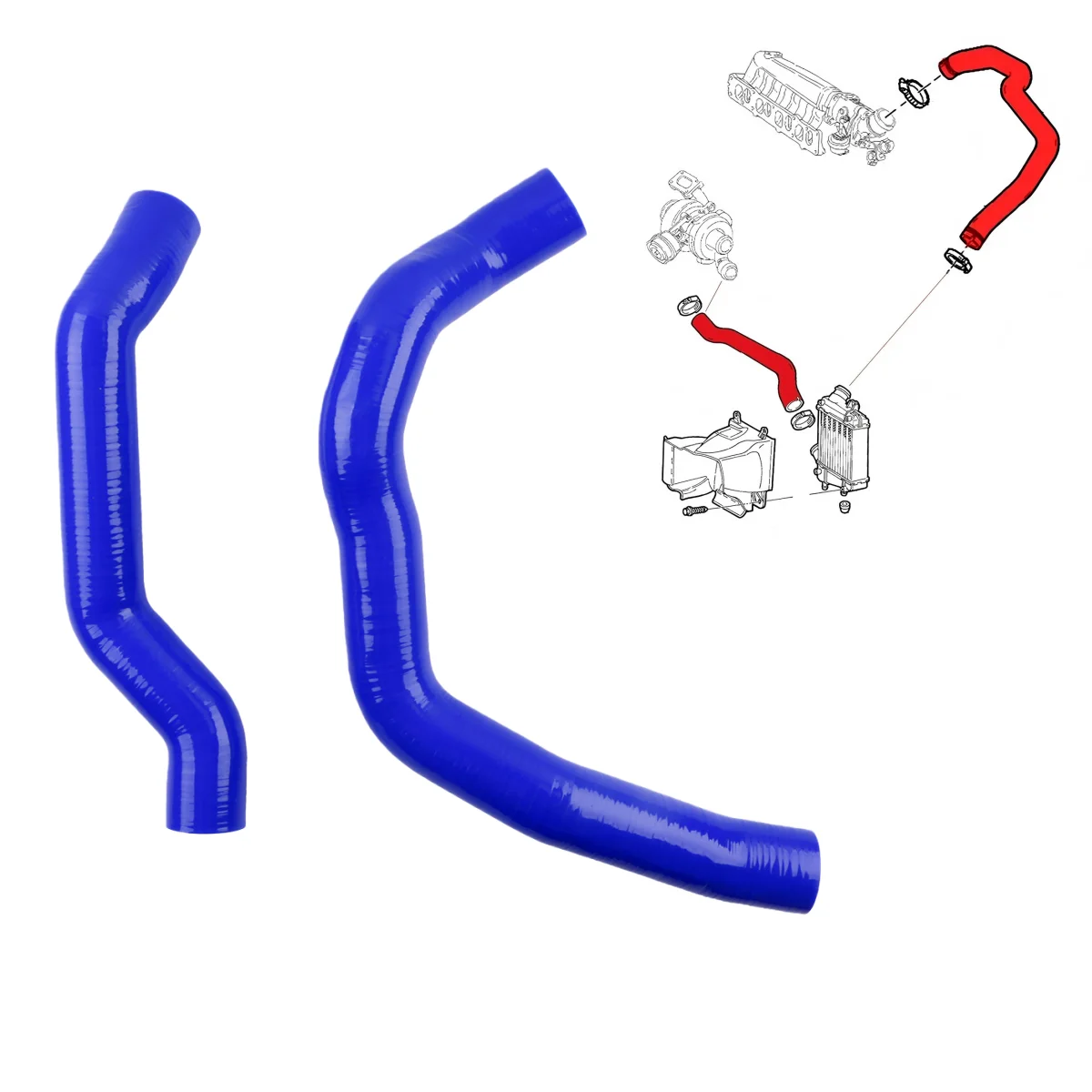 For Alfa Romeo 147 156 GT 1.9 JTD Turbo Upper & Lower To Intercooler Hard Silicone Hoses Tubes Kit 4Ply