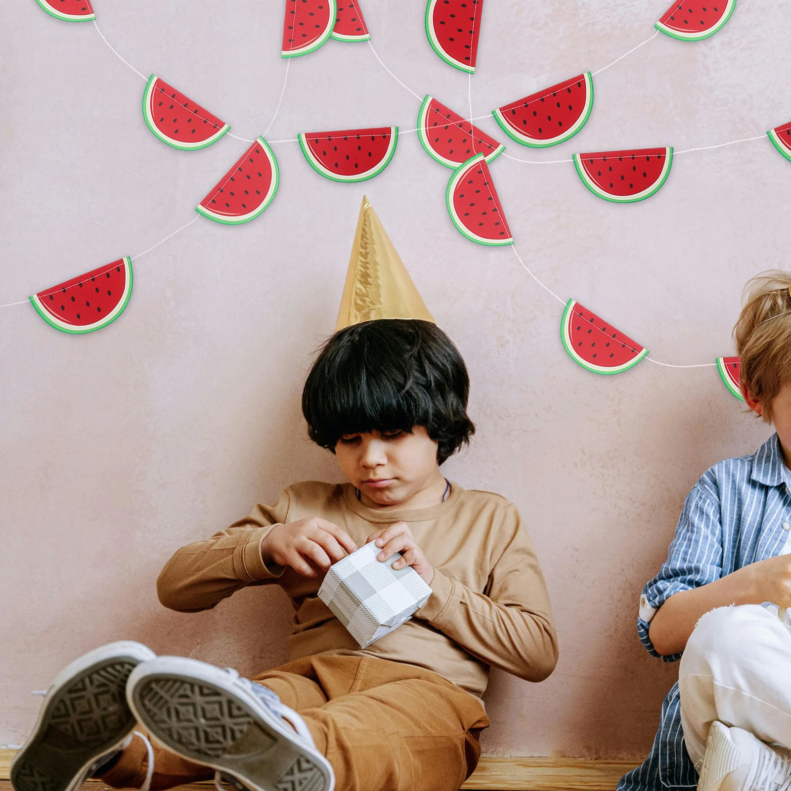 

4 Pcs Watermelon Theme Decoration Fruit Garland Banners Birthday Flag Party Summer