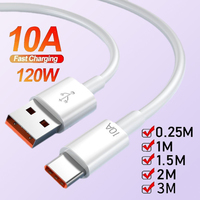 120W 10A Dual USB A To Type C Super Fast Charging Data Cable For Huawei iPhone15 Samsung Quick Cord Transfer Wire 0.25m_1m_2m_3m
