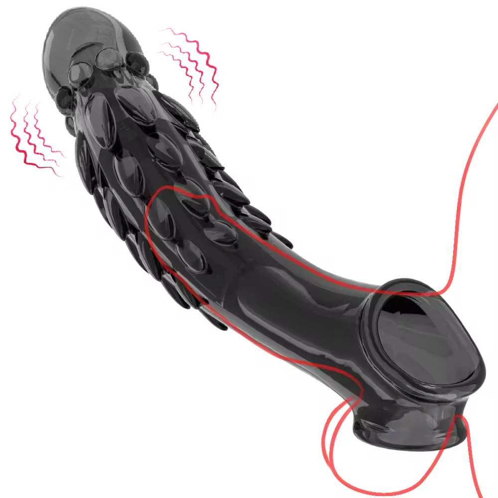 Penis Condoms Enlargement Delay Vibrators Sleeve Extensions Men's Crystal Penis Cock Ring Vibrating Penis Cover Sex Toys For Men