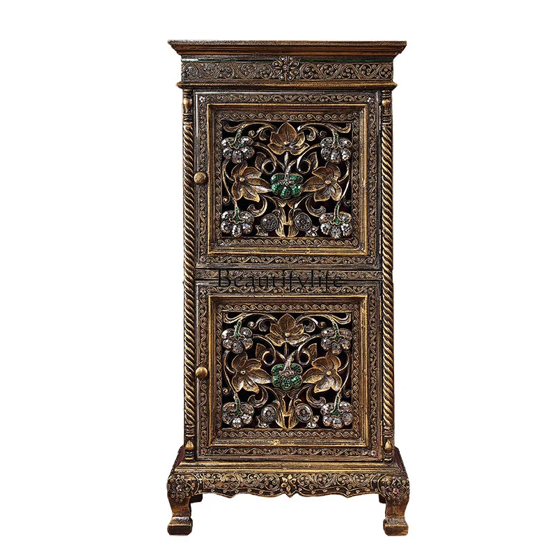 

Southeast Asian Style Solid Wood Porch New Chinese Style Small Cabinet Wall Entrance Cabinet