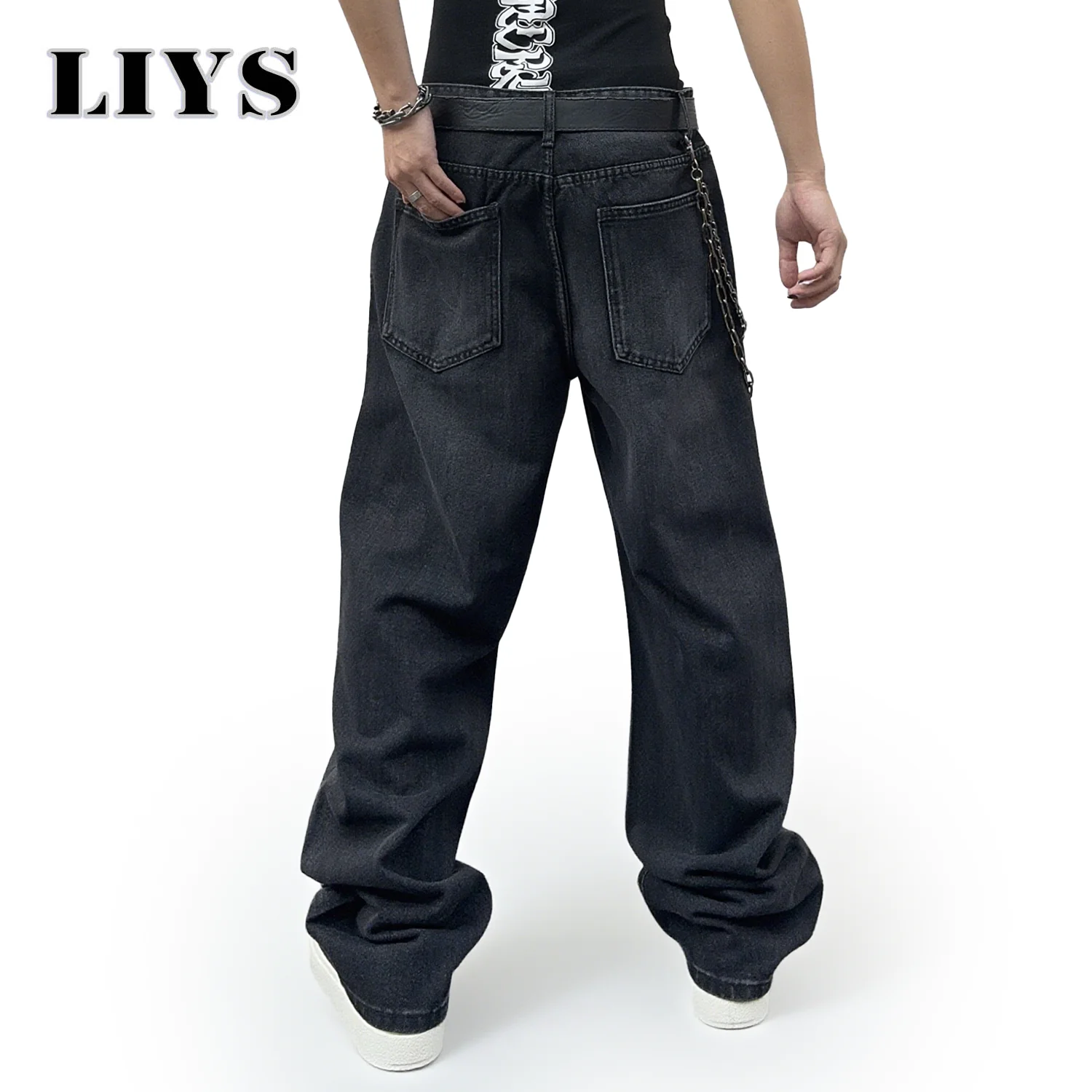 1Pcs Men's Daily Travel Casual American Street Loose Jeans Black Fashion Street Style Retro Wide Leg Pants Jeans Denim Pants
