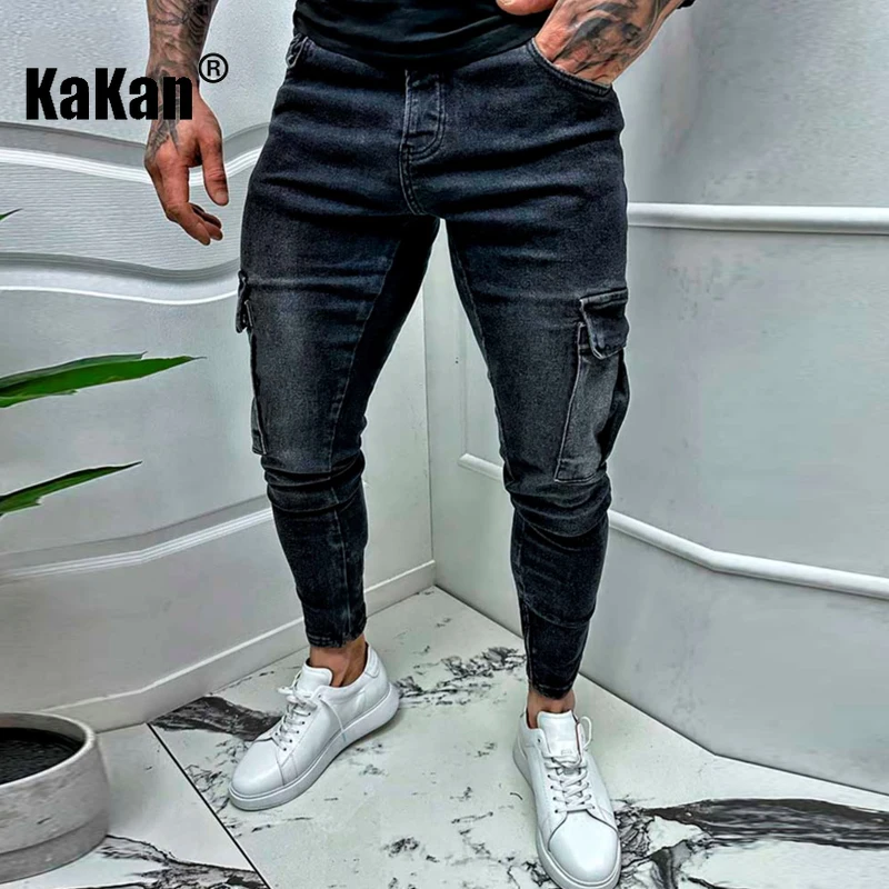 Kakan – Neue süße und hübsche Herren-Jeans mit kleinem Bein, Y2K-Kleidung, lockere, gerade Bein-lange Jeans, Sommer-Denim-Hosen