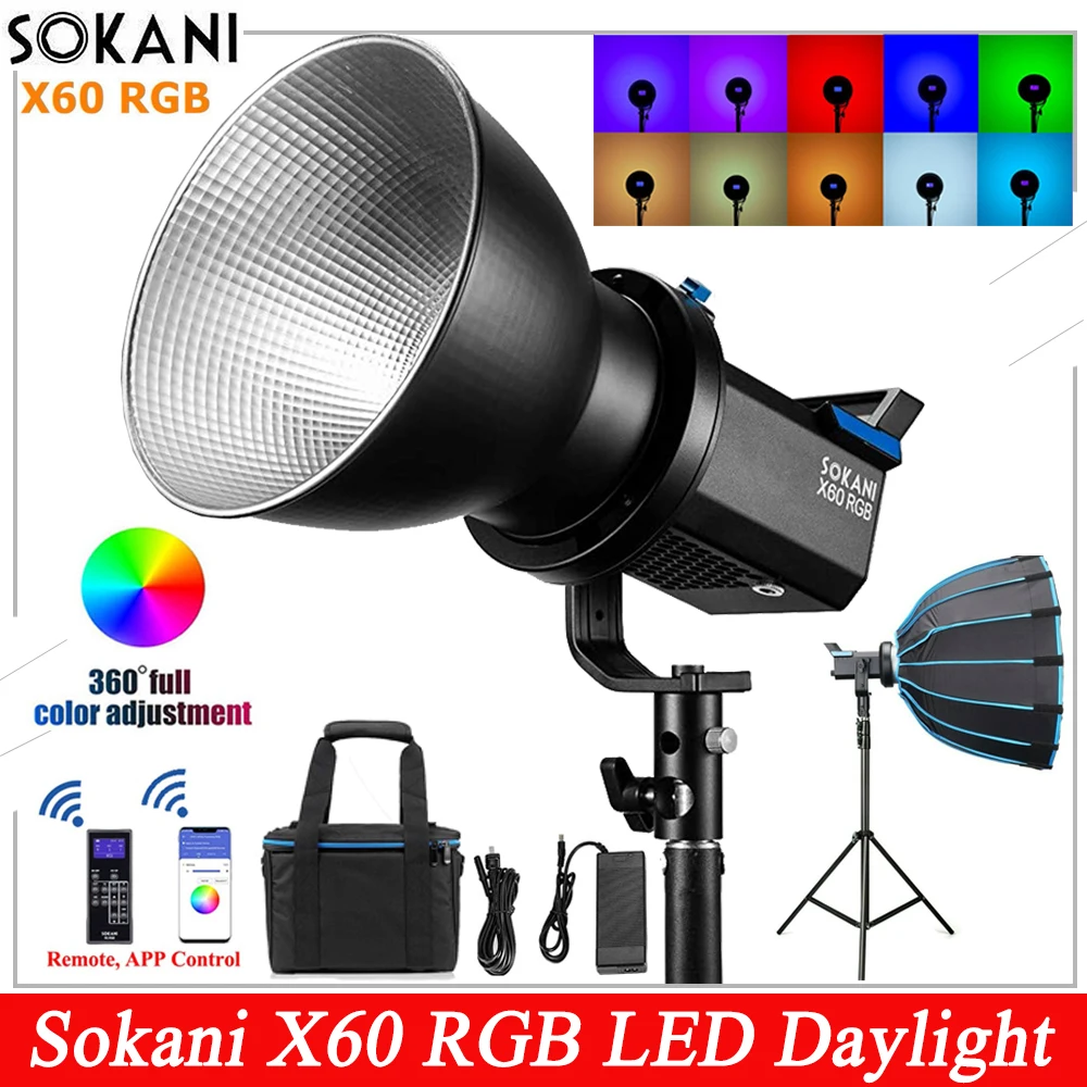 Sokani-Luz LED X60 RGB 2800K-10000K para estudio de vídeo, COB, luz continua, aplicación de Control remoto, iluminación de montaje Bowens para fotografía