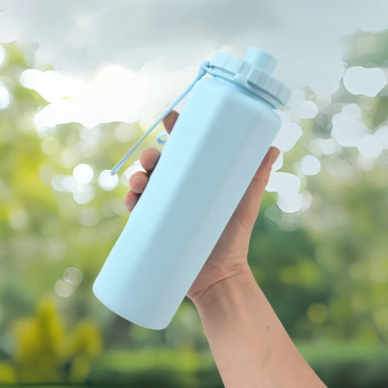 600ML Collapsible Water Bottle Silicone Foldable Water Cup Outdoor Sports Leakproof Reusable Kettle for Travel Camping Yoga