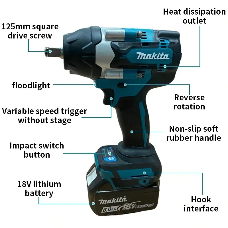 Makita DTW700 18v Cordless 1/2 Wrench Electric Key Impact Drill Power Tools Torque Wrench Wireless Drill Free Shipping Ratchet