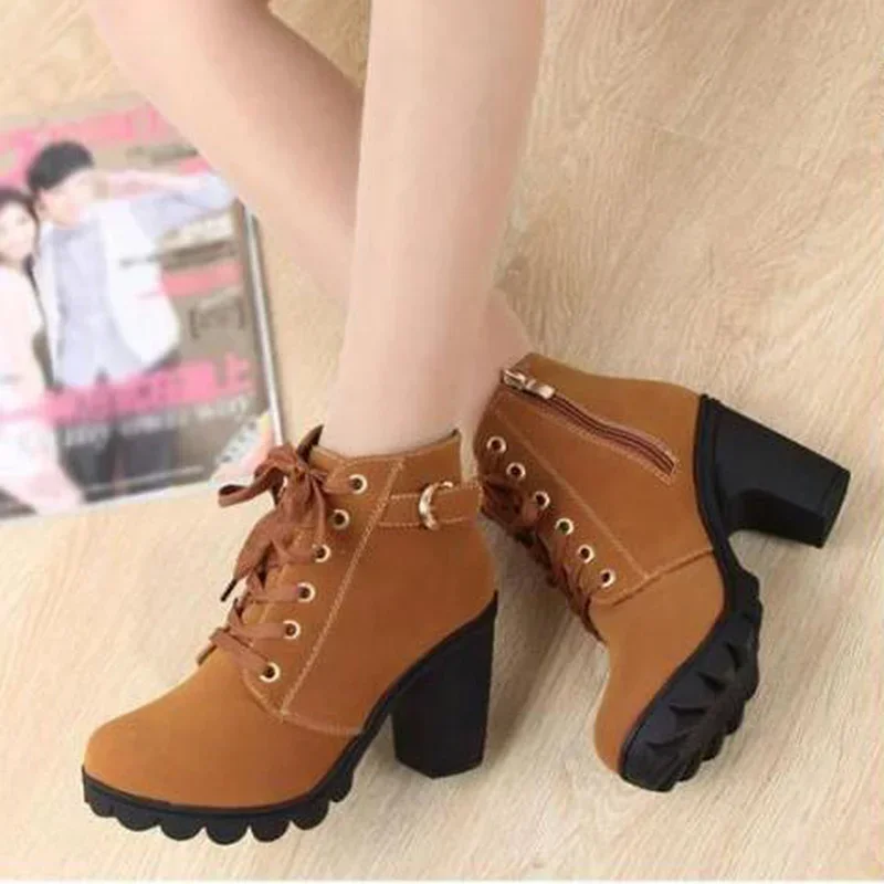 Women High Heeled Ankle Boots Ladies Autumn Winter Womens Shoes High Heels 8.5cm Female Boot Botas De Mujer Plus Size 2024