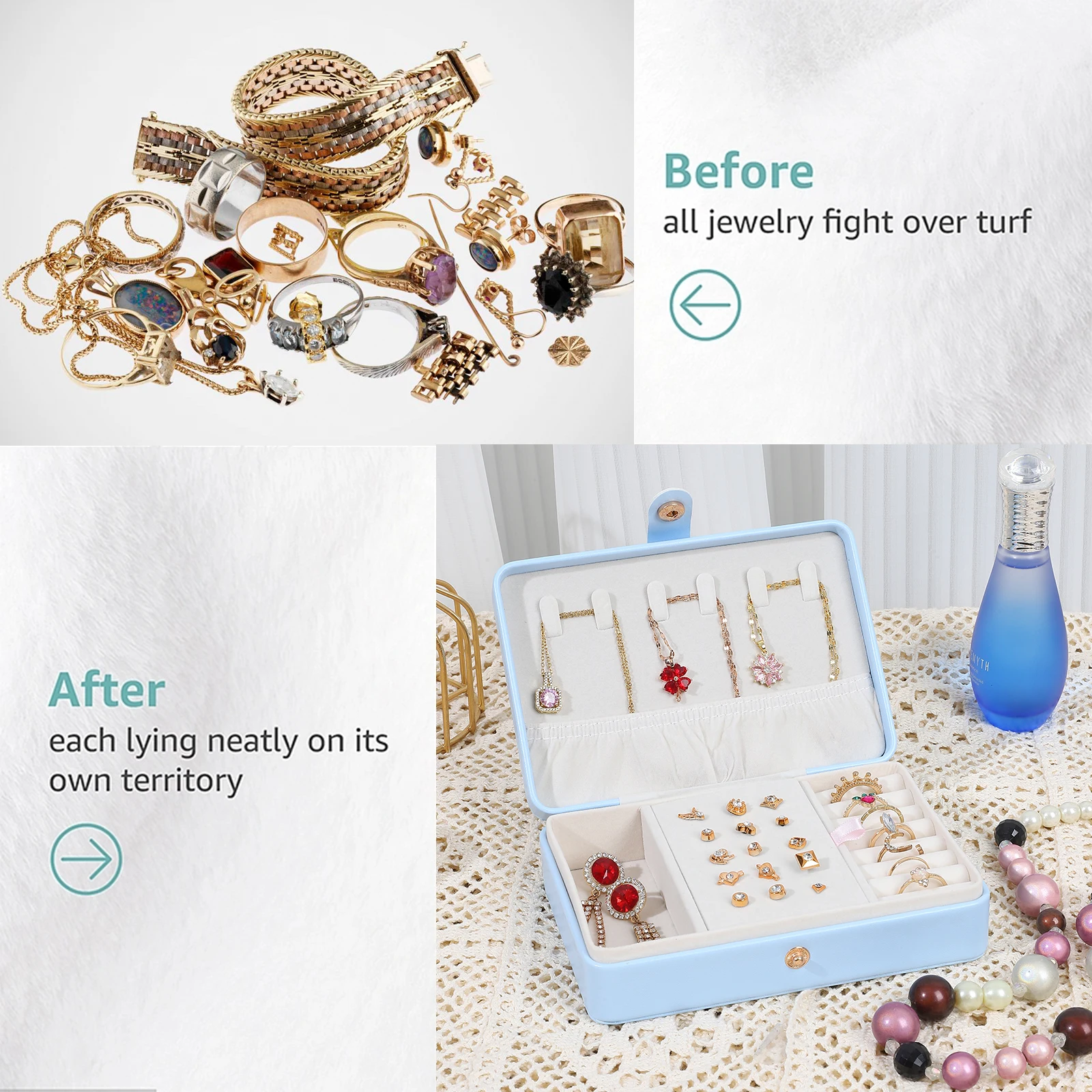 Portable Luxury Jewelry Storage PU Leather Travel For Case For Women Necklace Earring Ring Bracelet Organizer Display Gift Box