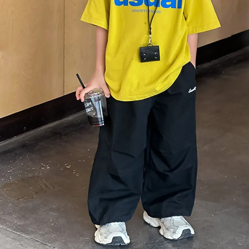 2025 New Multi-Season Boys Straight Workwear Casual Pants Loose Trendy Kids Pants