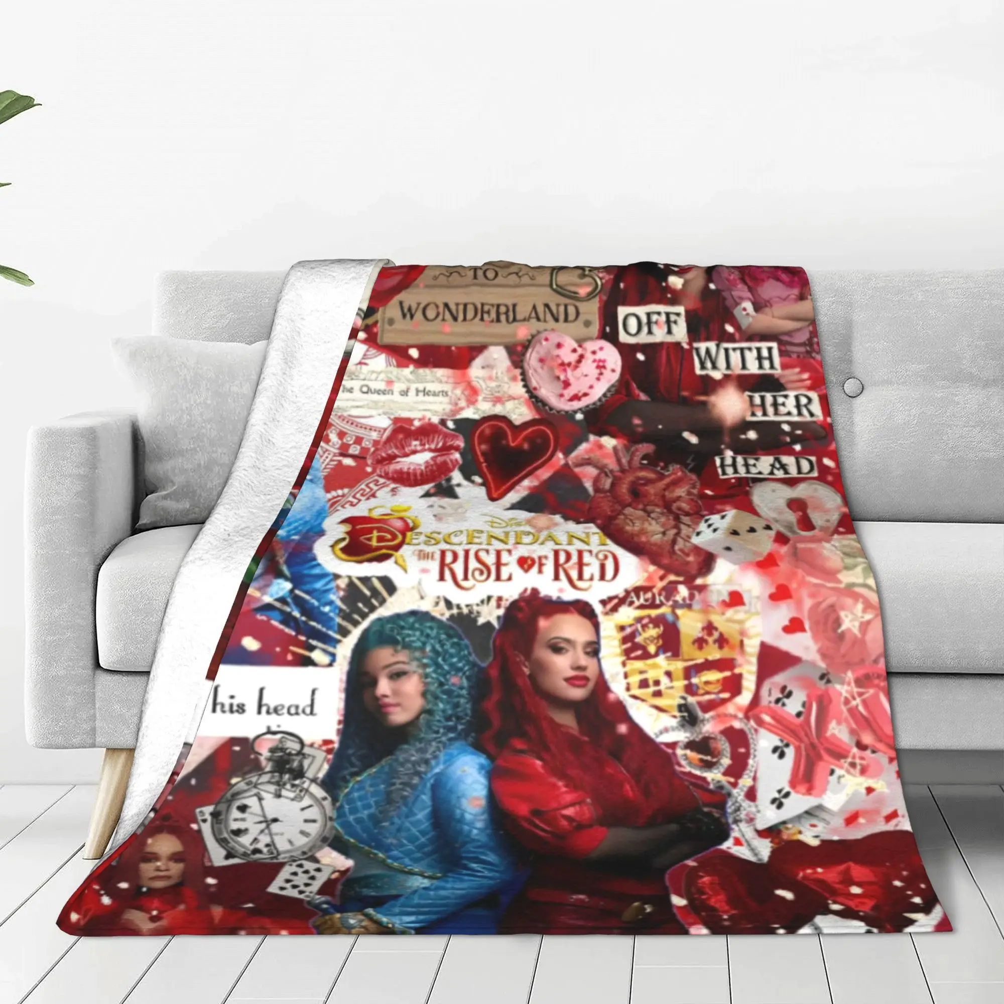 Descendants The Rise of Red Knitted Blankets Flannel Chloe Charming Soft Throw Blanket for Airplane Travel Bedroom Sofa Quilt