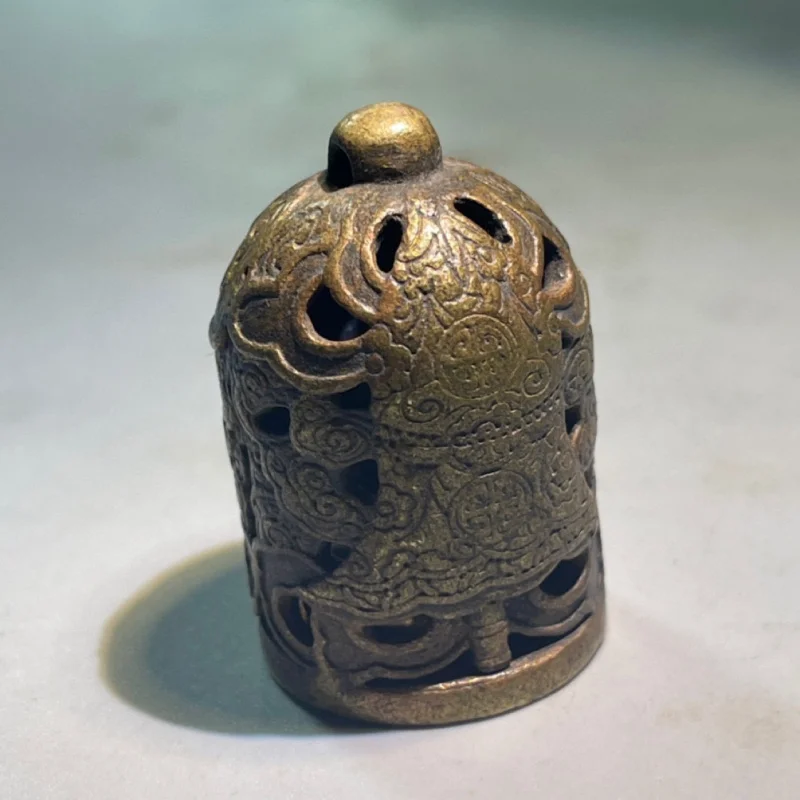 Antique Qing Dynasty Bronze Collection: Cinnabar Hollow Carved , Decorative , Calligraphy Seal, Nostalgic Stationery and