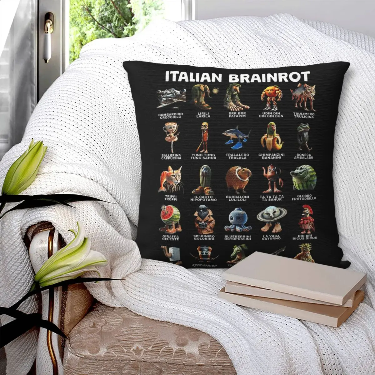 Italian Brain Rot Italian Brainrot Pillowcase Soft Polyester Cushion Cover Decor Pillow Case Cover Home Dropshipping 40*40cm