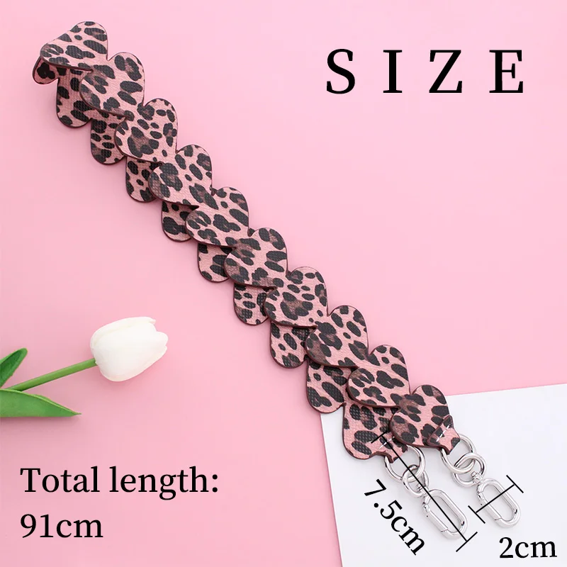 TINBERON Leather Bag Straps Woman Bag Replacement Bag Belt Strap Fashion Heart Shape Leopard Wide Shoulder Straps Handbag Handle