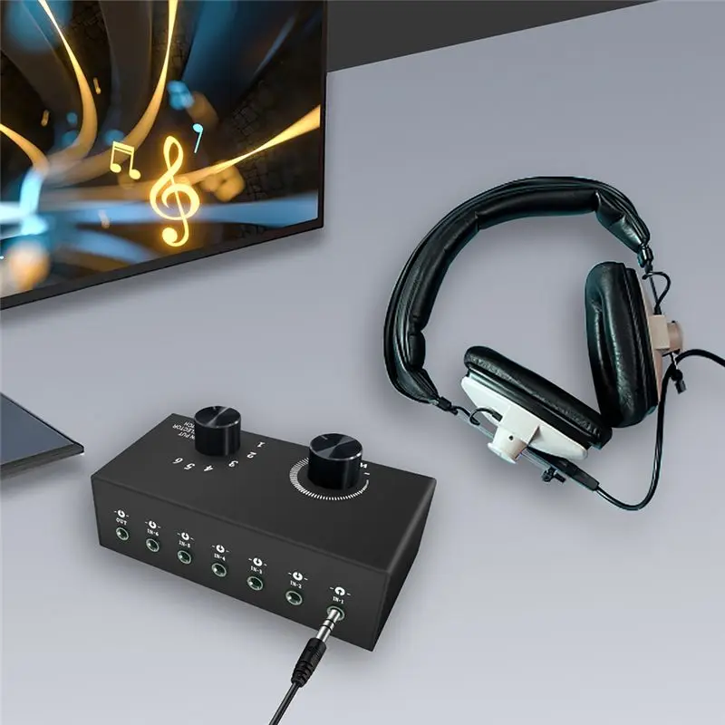 

Новый усилитель для наушников 3,5 мм, стерео аудиопереключатель 6 в 1, переключатель для наушников, портативный Hi-Fi усилитель для наушников