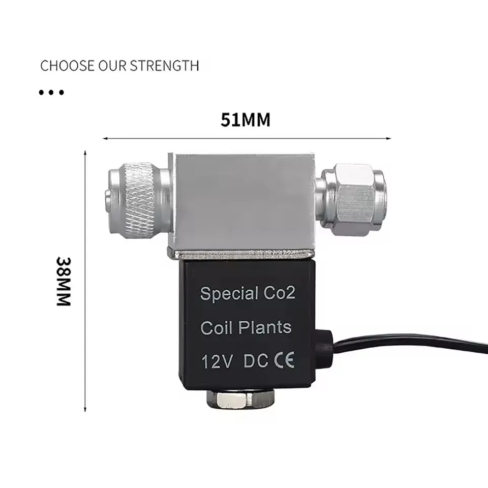 Válvula Solenoide para acuario, regulador de sistema de CO2, accesorios para acuario, válvula magnética eléctrica de baja temperatura para pecera DC12V